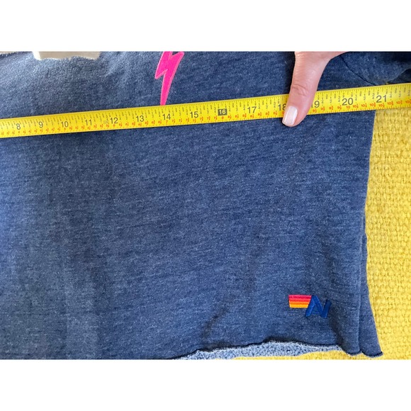 RaRe AVIATOR NATION 🌈NeON rainbow “Bolt” Embroidered Sweatshirt Navy M - Picture 7 of 10